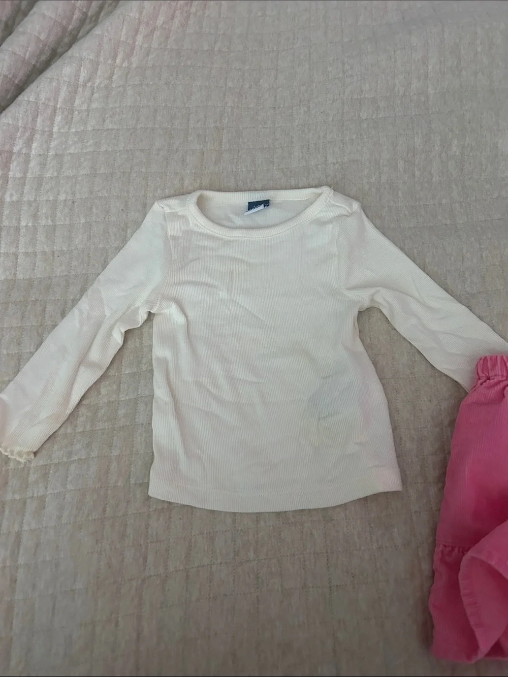 Old Navy Pink Corduroy Horseshoe Dress with Cream Top
